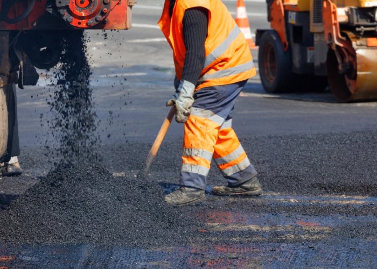 Asphalt paving in progress