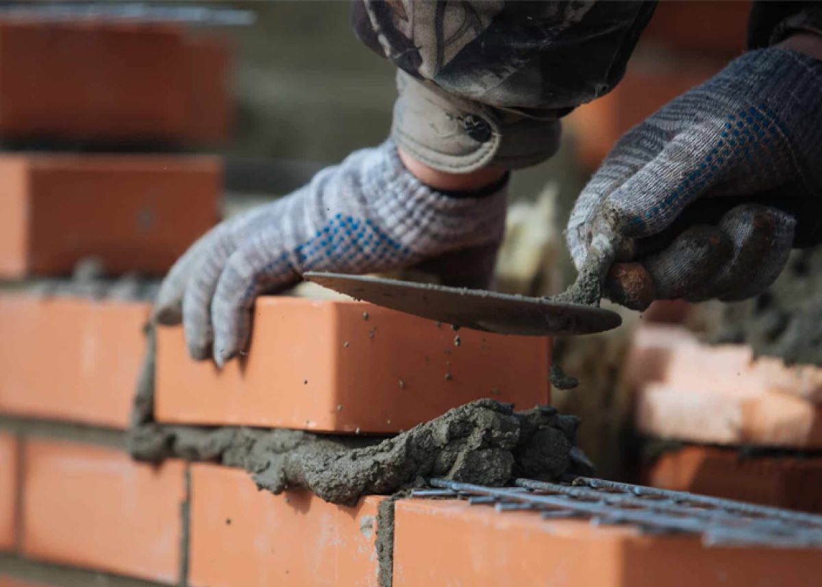 Brick laying — craft close-up